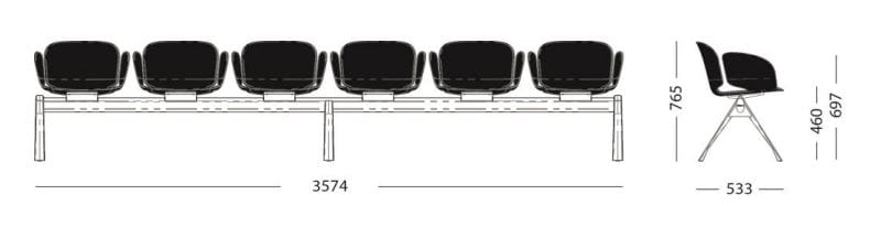Модульная скамья на 6 мест Sellex гнездо ARCH-00088756 - Вид №2