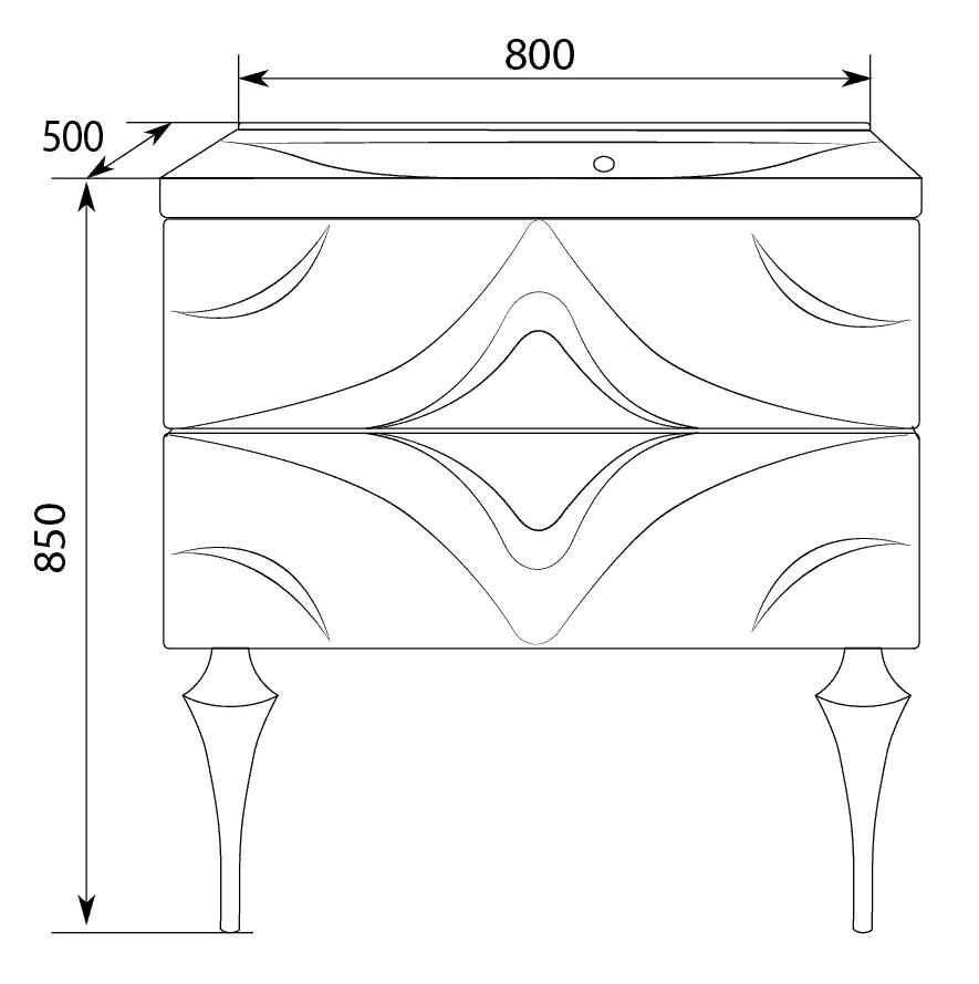 У67287 Тумба с раковиной Angel 80П 2в.я. Cappuccino 1 Marka Art - Вид №2