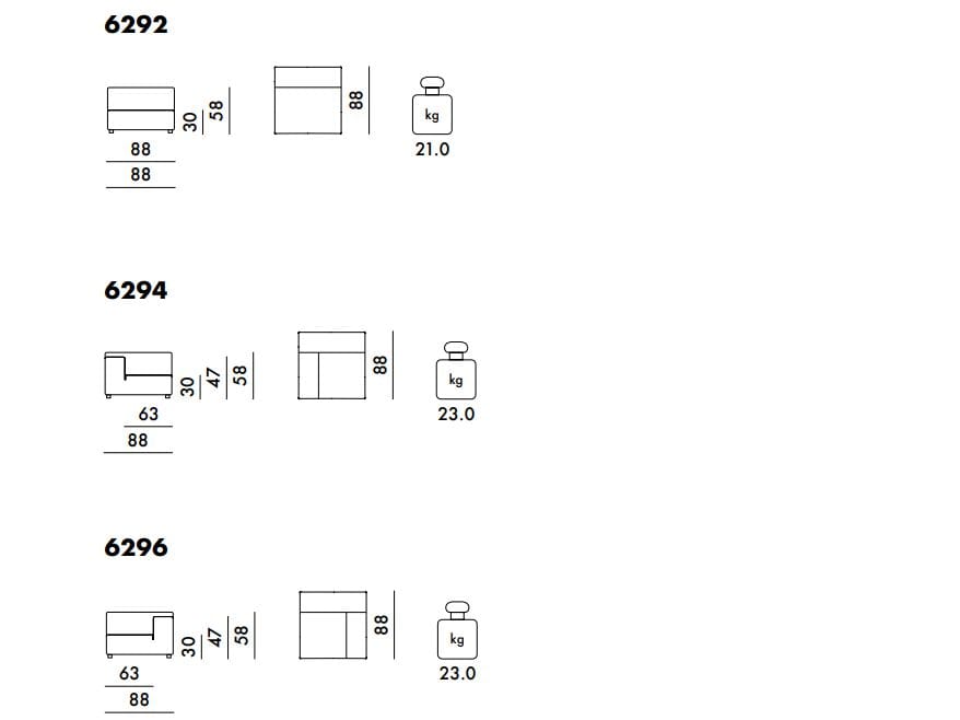 3-местный тканевый модульный садовый диван Kartell Plastics ARCH-00084745 - Вид №24