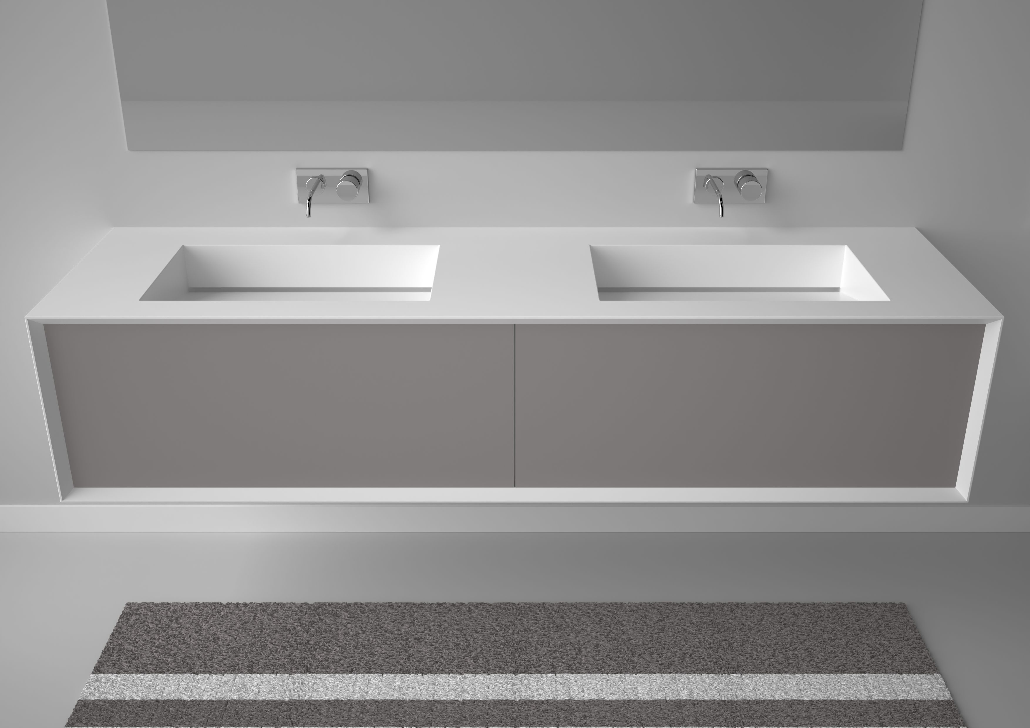 Подвесной шкаф для умывальника из МДФ с 2 раковинами и 2 ящиками GSG Ceramic Design Милан ARCH-00152062 - Вид №1