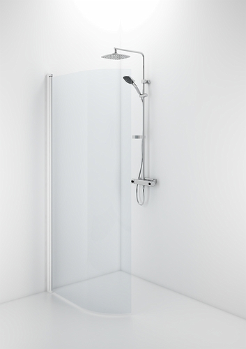 58500280 Гнутая дверь IFO Space SBVK, белые лакированные профили, прозрачное стекло без ручек, профили SBVK 1000