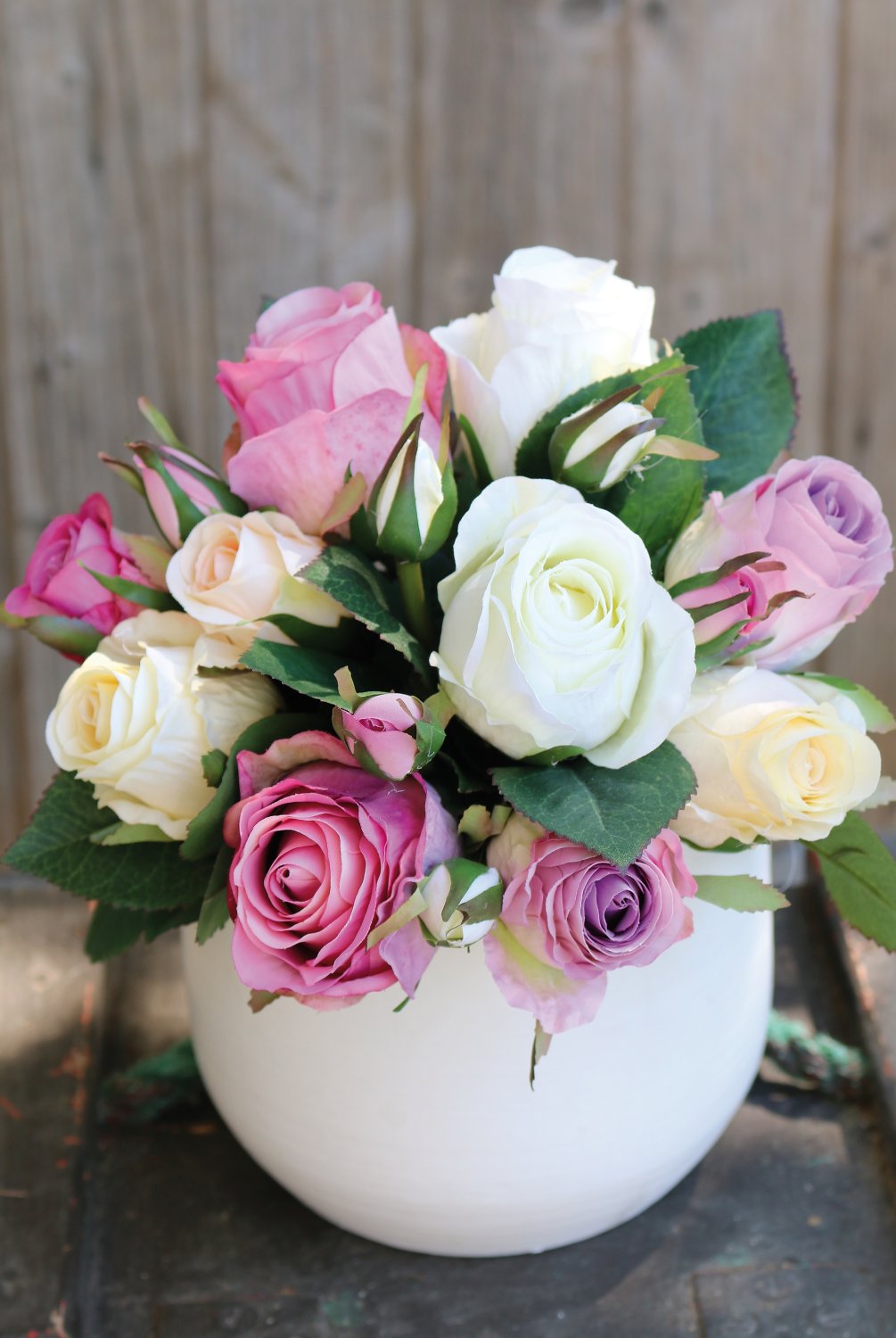 2613 755 a3 Искусственный букет из шиповников, 16-цветков, 28 см, бежево-роза H-andreas  - Вид №1