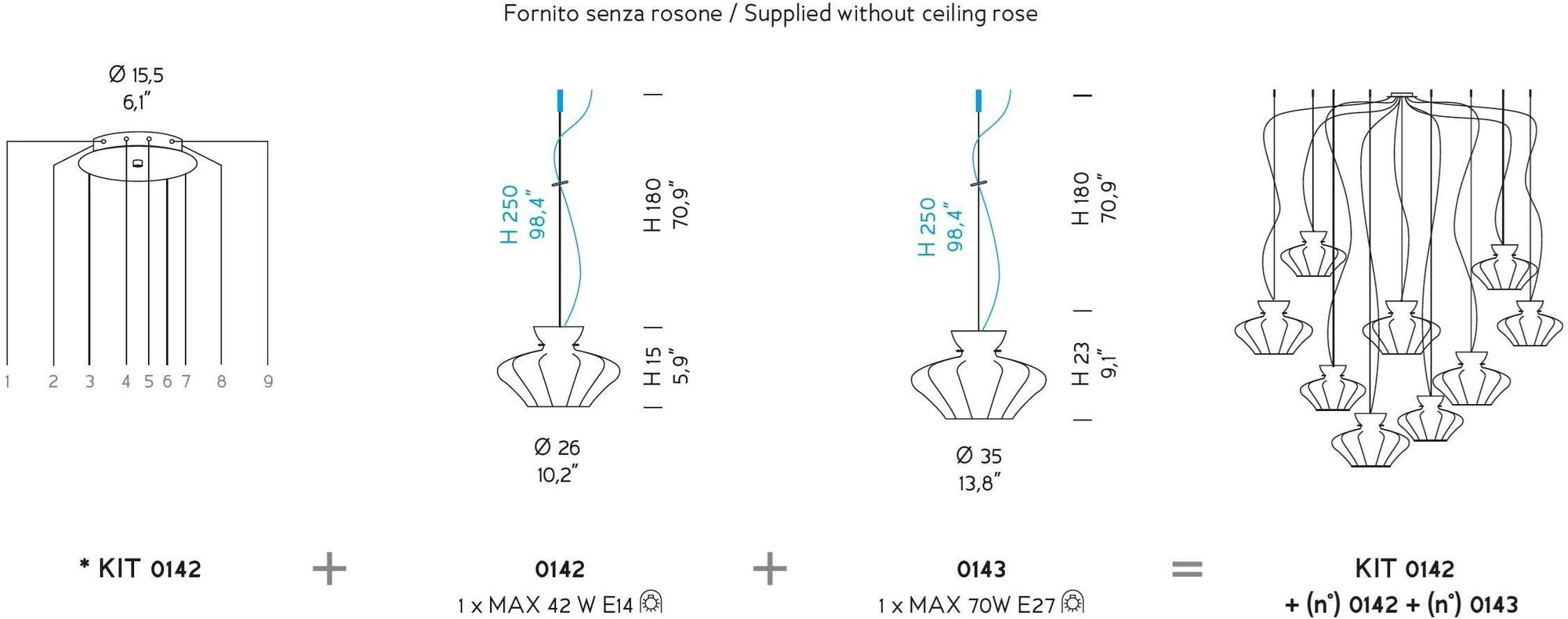 Sylcom Подвесной светильник из дутого стекла Sweet 0141/0140 - Вид №5