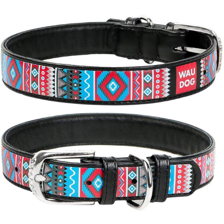 ПР0048403 Ошейник для собак Waudog с рисунком Этно, ширина 15мм, длина 27-36см черный COLLAR 