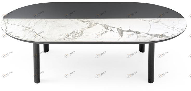 Calligaris Овальный журнальный столик из фанерованной древесины и керамики Bam Cs5128-g