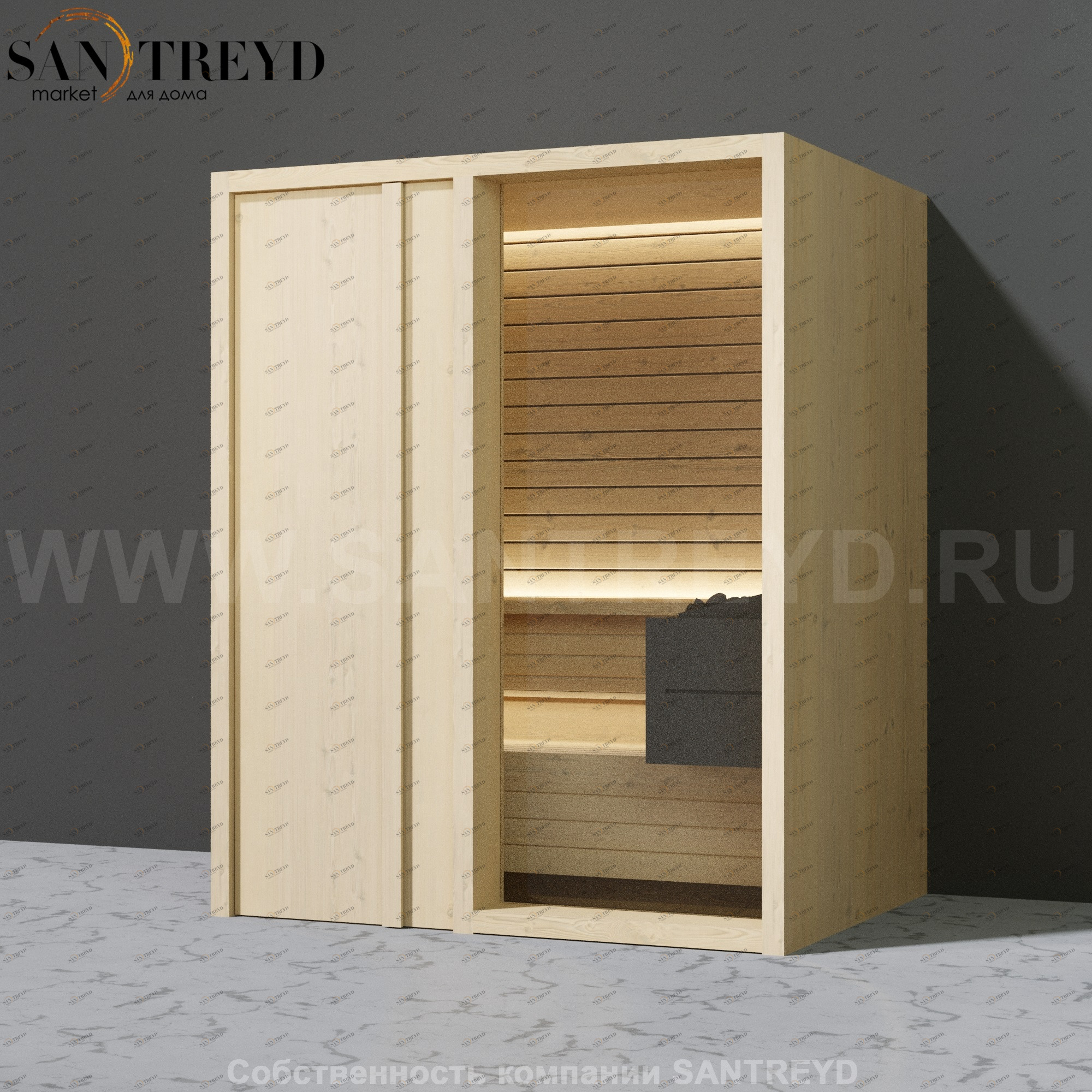 Effegibi YOKU.D45 SA.70200022 Сауна с левой дверью. Мощность: 4,5 кВт макс. Размеры: длина 174 см, ширина 132 см. Отделка: осина термообработанная SA70200022
