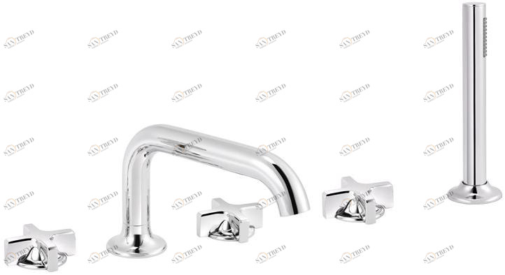 rvb Комплект для ванны из хромированной латуни с 5 отверстиями и ручным душем Times 4074.--.70