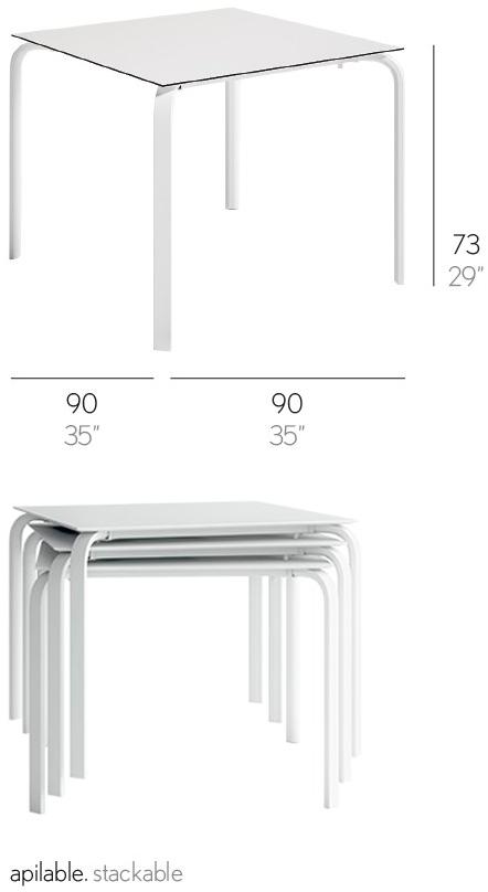 GANDIABLASCO Складной квадратный садовый стол из термо-лакированного алюминия Stack sun-id-1390180 - Вид №2