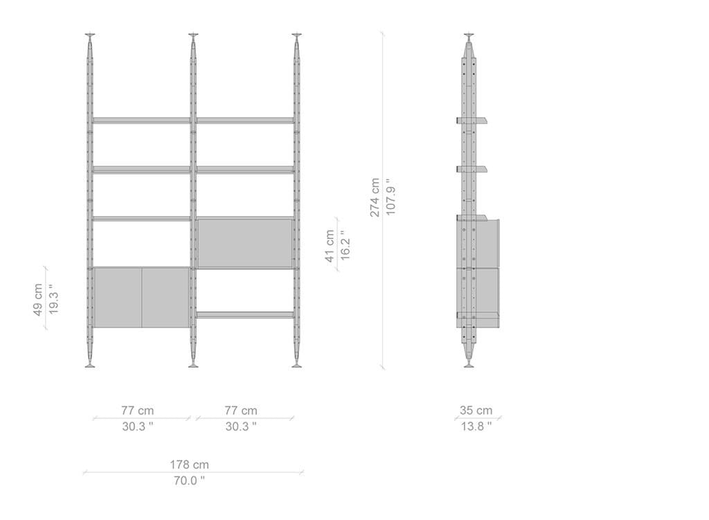 Деревянный книжный шкаф с креплением пол-потолок CASSINA INFINITO ARCH-00108410 - Вид №4