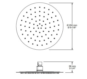 Круглая потолочная душевая головка из нержавеющей стали