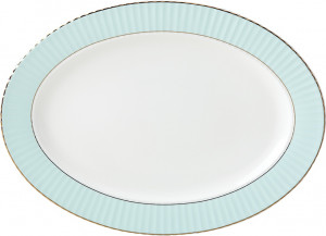 10623815 Lenox Блюдо овальное Lenox "Цветное плиссе" 40см (бирюзовое) Фарфор костяной