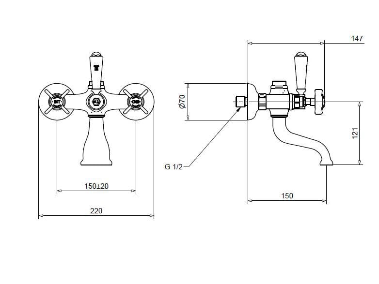 Набор для ванной из хромированной латуни Bugnatese PRINCETON ARCH-00085676 - Вид №2