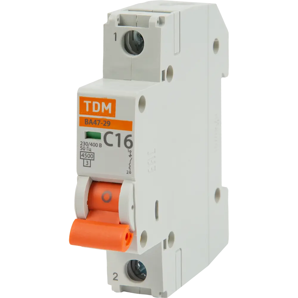 Автоматический выключатель TDM Electric ВА47-29 1P C16 А 4.5 кА SQ0206-0074 84399471 STLM-2193224  - Вид №1