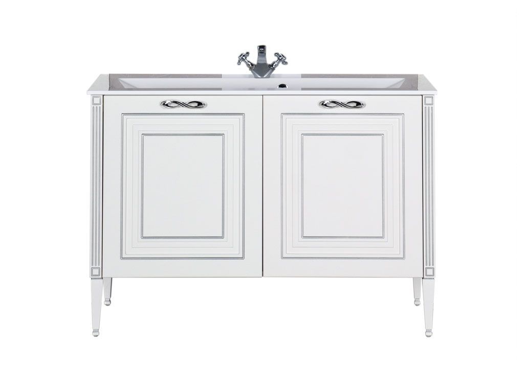 Тумба с раковиной Aquanet Паола 120 белый/серебро (литьевой мрамор) 0018176300164747 - Вид №1