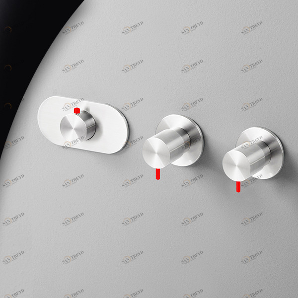 Термостат для душа глянцевая сталь с красной ручкой Toki Radomonte TKI55LCIL25