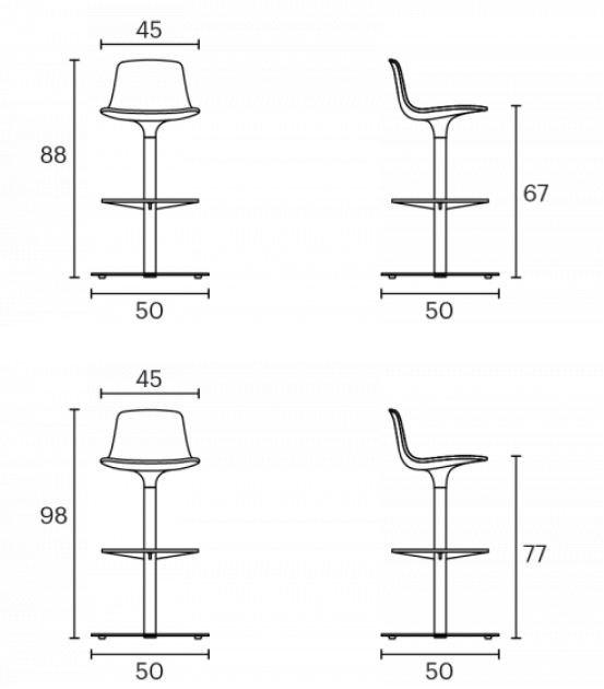 ENEA Табурет высокий полипропиленовый с подставкой для ног Lottus sun-id-1500108 - Вид №3