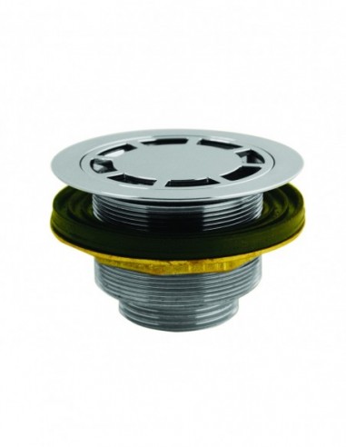 311200 000 00  Душевой трап для поддона с отверстием Д. 60 мм, дизайнерская решетка, выход вертикальный Д. 35 мм, винт, латунь Valentin Хром  - Вид №1