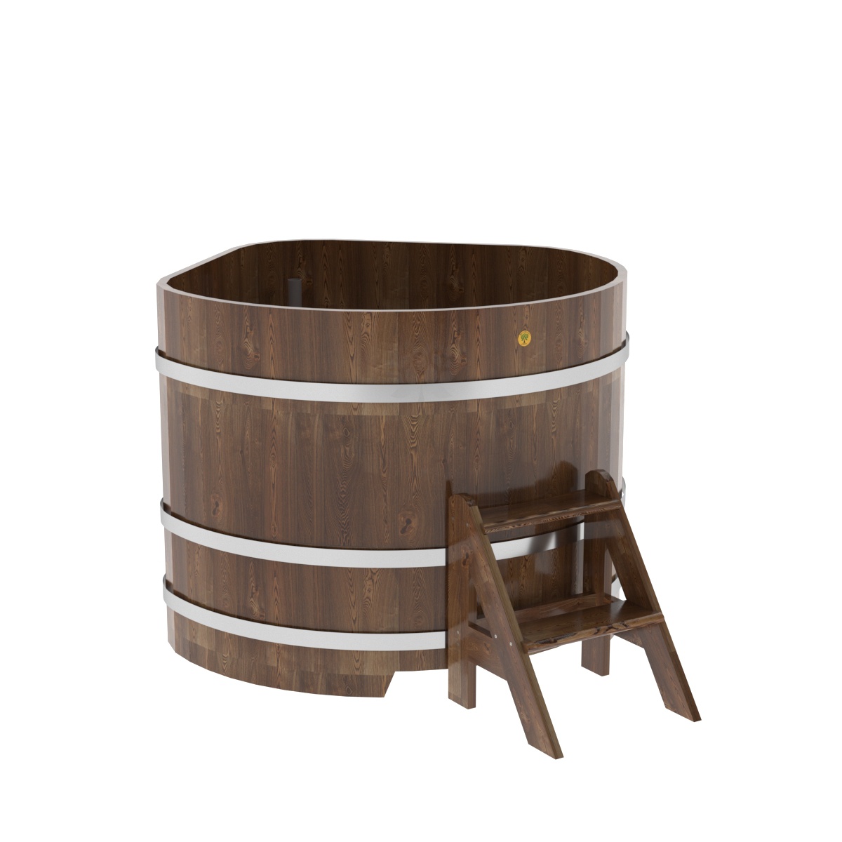 1574 Купель угловая из сращенных ламелей лиственницы 1,19х1,19х1,0 морёная Alyarus 