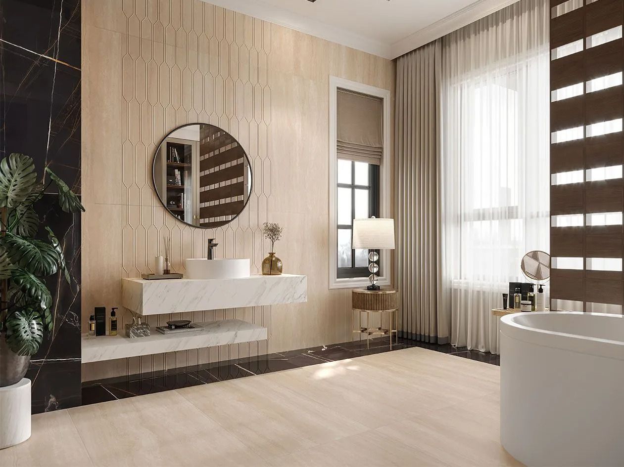 Пол из керамогранита с мраморным эффектом Kaleseramik ванная комната ARCH-00058125