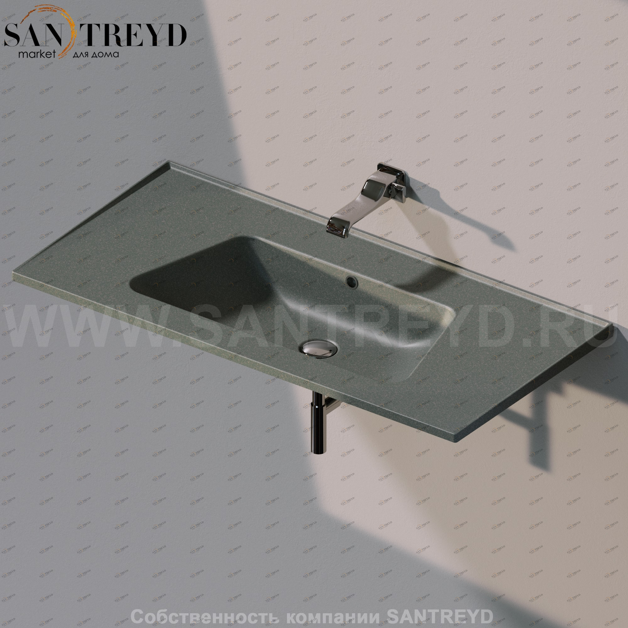 BM105L7037 Подвесная раковина настенная прямоугольная Ceramica Flaminia Bloom серая