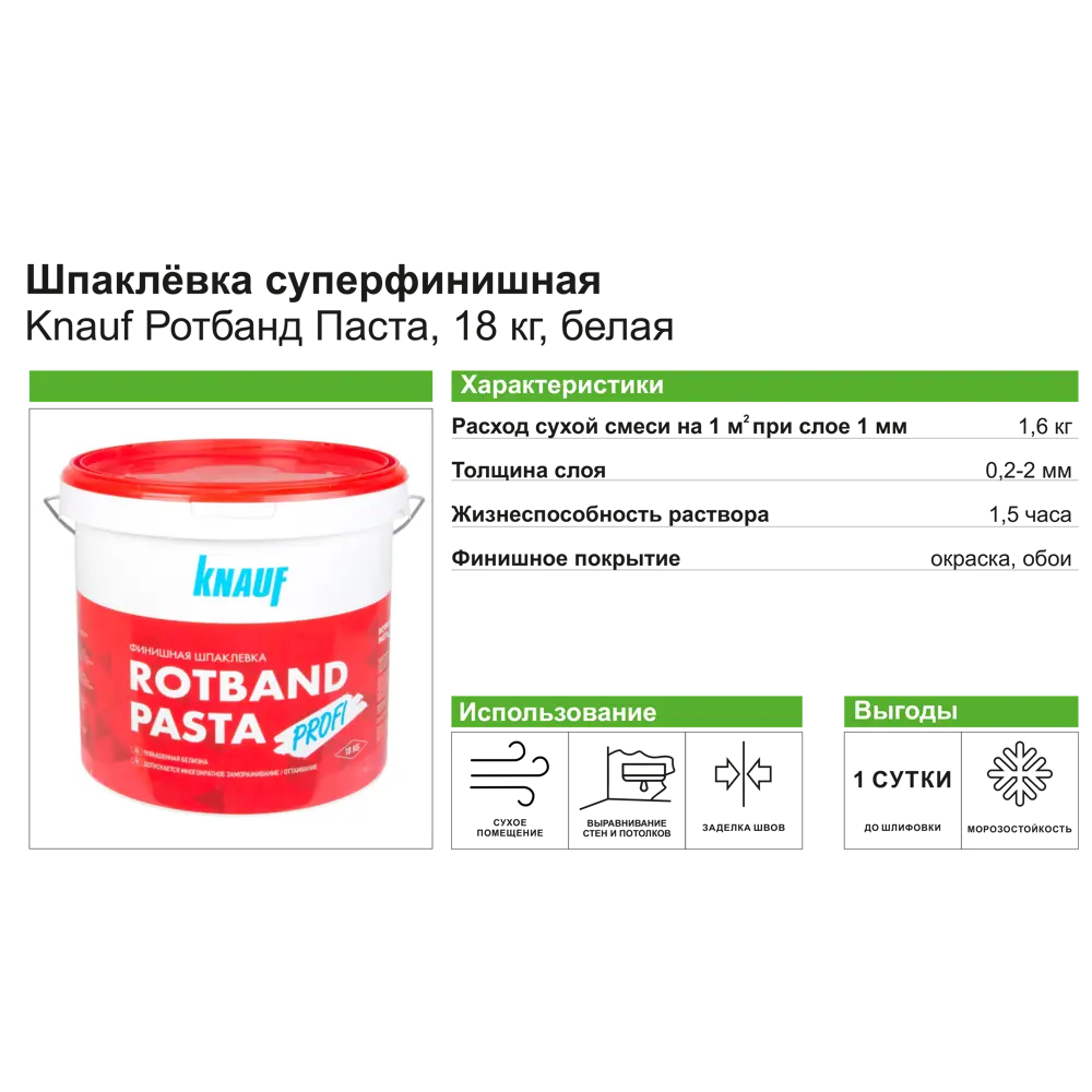 KNAUF Ротбанд Паста Профи - готовая финишная шпаклевка для идеальных поверхностей 15058563 STLM-0005280 - Вид №1