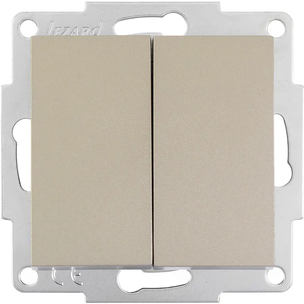 Выключатель Lezard Vesna титановый, двухклавишный для трёх источников света 87103845 STLM-1569511