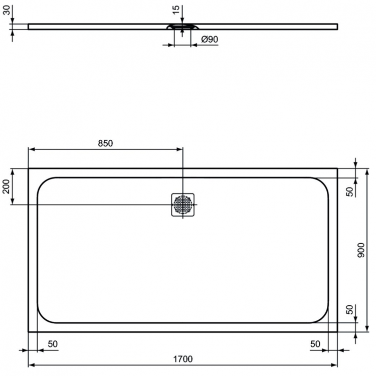 K8285FS Душевой поддон 170х90 см Ideal Standard ULTRAFLAT S  - Вид №2