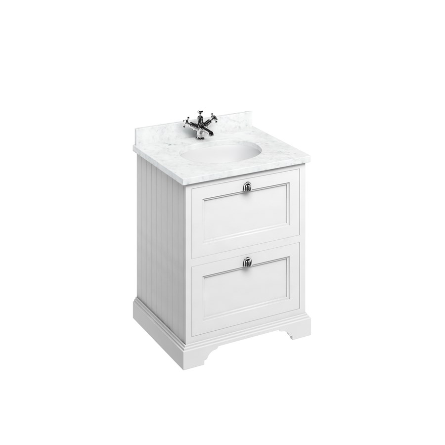 Burlington Отдельностоящий агрегат 65 со столешницей Carrara White, 2 ящиками и встроенной белой раковиной Темно-оливковый FF9O_BC66  - Вид №1