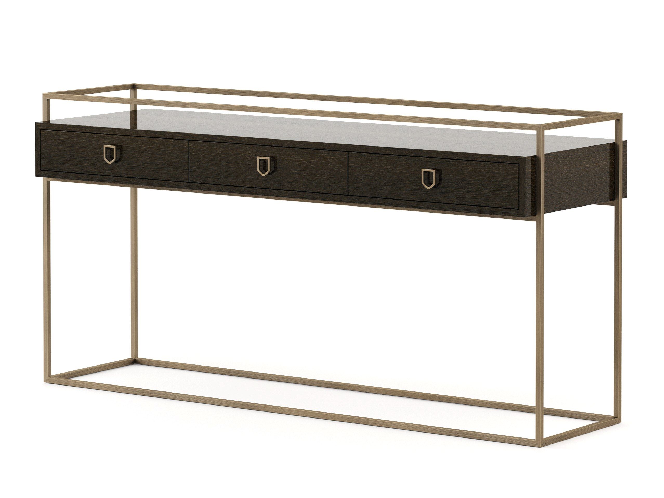 Металлическая и деревянная прямоугольная консоль с ящиками Stylish Club коктейль ARCH-00151958