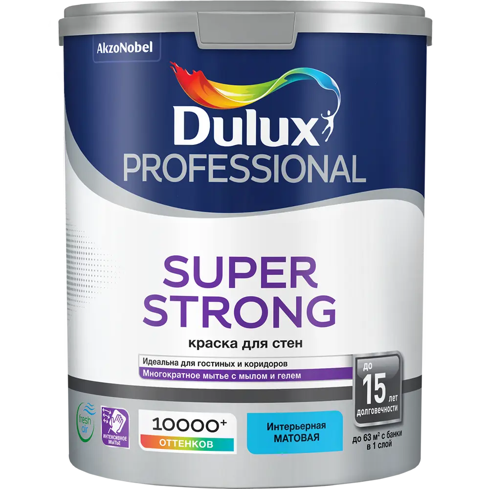 82509940 Краска для стен Dulux Super Strong матовая прозрачная база C 4.5 л STLM-0028957  - Вид №1