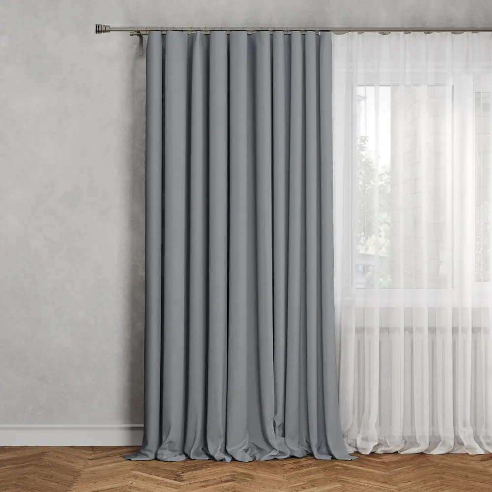 Штора INSPIRE Arel Granit 3 - серый димаут 140x280 см со скрытой лентой 84855307