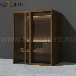 Effegibi YOKU.G45 SA.70300020 Сауна с левой дверью. Мощность: 4,5 кВт макс. Размеры: длина 174 см, ширина 132 см. Отделка: чёрный орех
