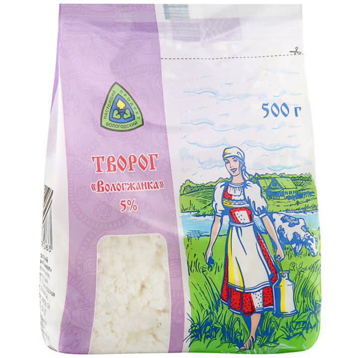 Творог 5% Вологжанка 500 г БЗМЖ Santreyd 8564