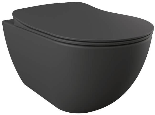 Подвесной матовый унитаз антрацитового цвета Free Suspended Anthracite Matte WC / FE320.60000 Free Creavit - Вид №1