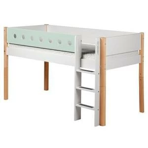 Кровать Flexa White с лестницей, 200 см, мятная лакированная