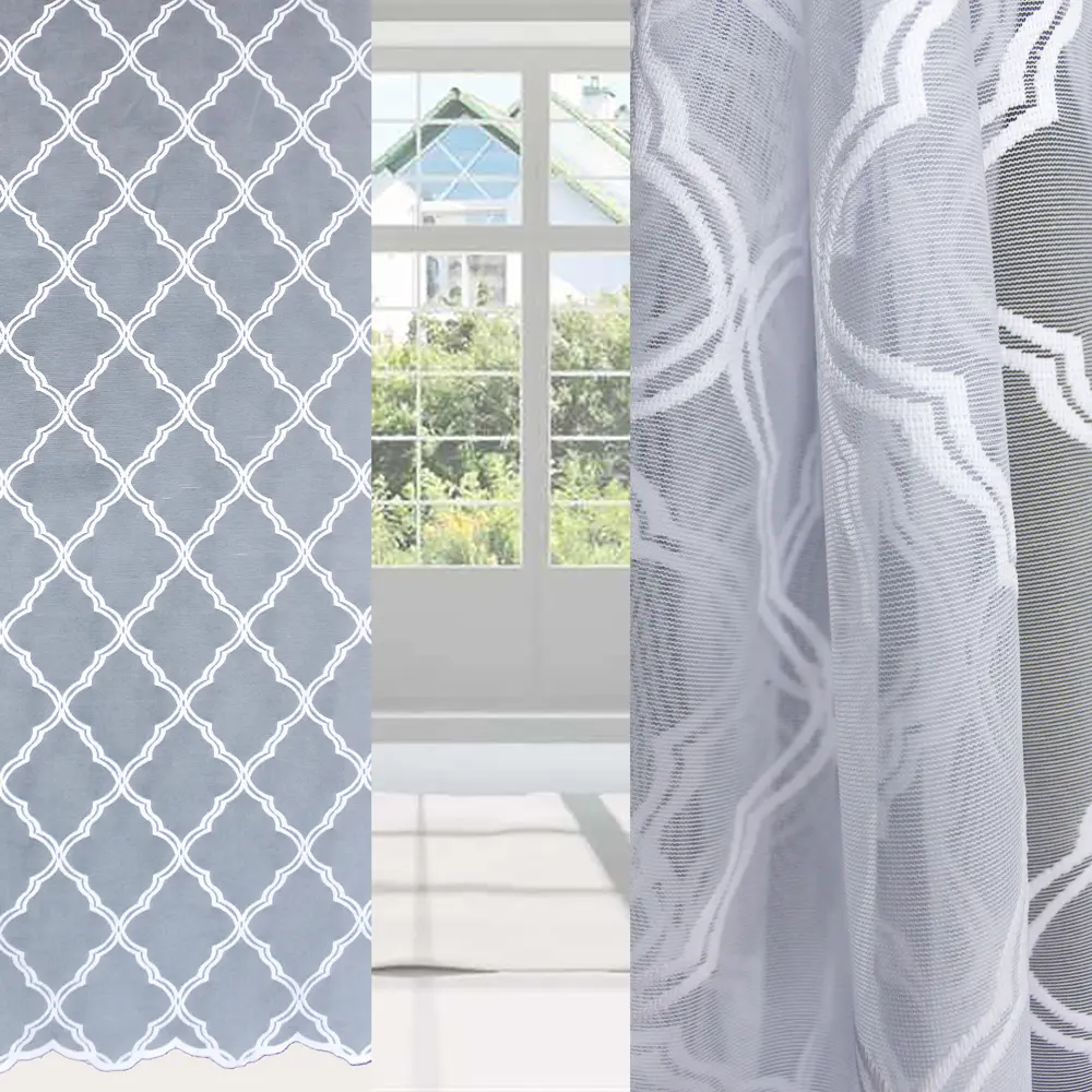 Тюль 1 м/п 4039 Геометрия жаккард 280 см цвет белый TEX REPUBLIC STLM-2014938