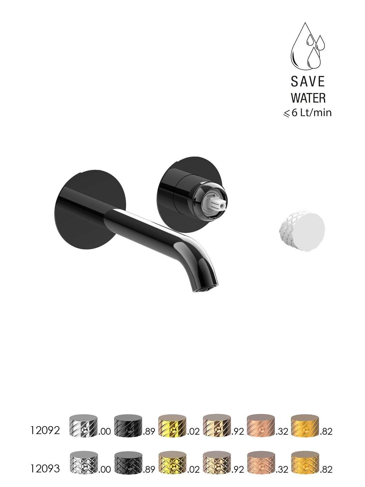 Настенный смеситель для раковины с 2 отверстиями и ограничителем расхода Rubinetterie Frattini Pepe XLS ARCH-00144539 - Вид №2