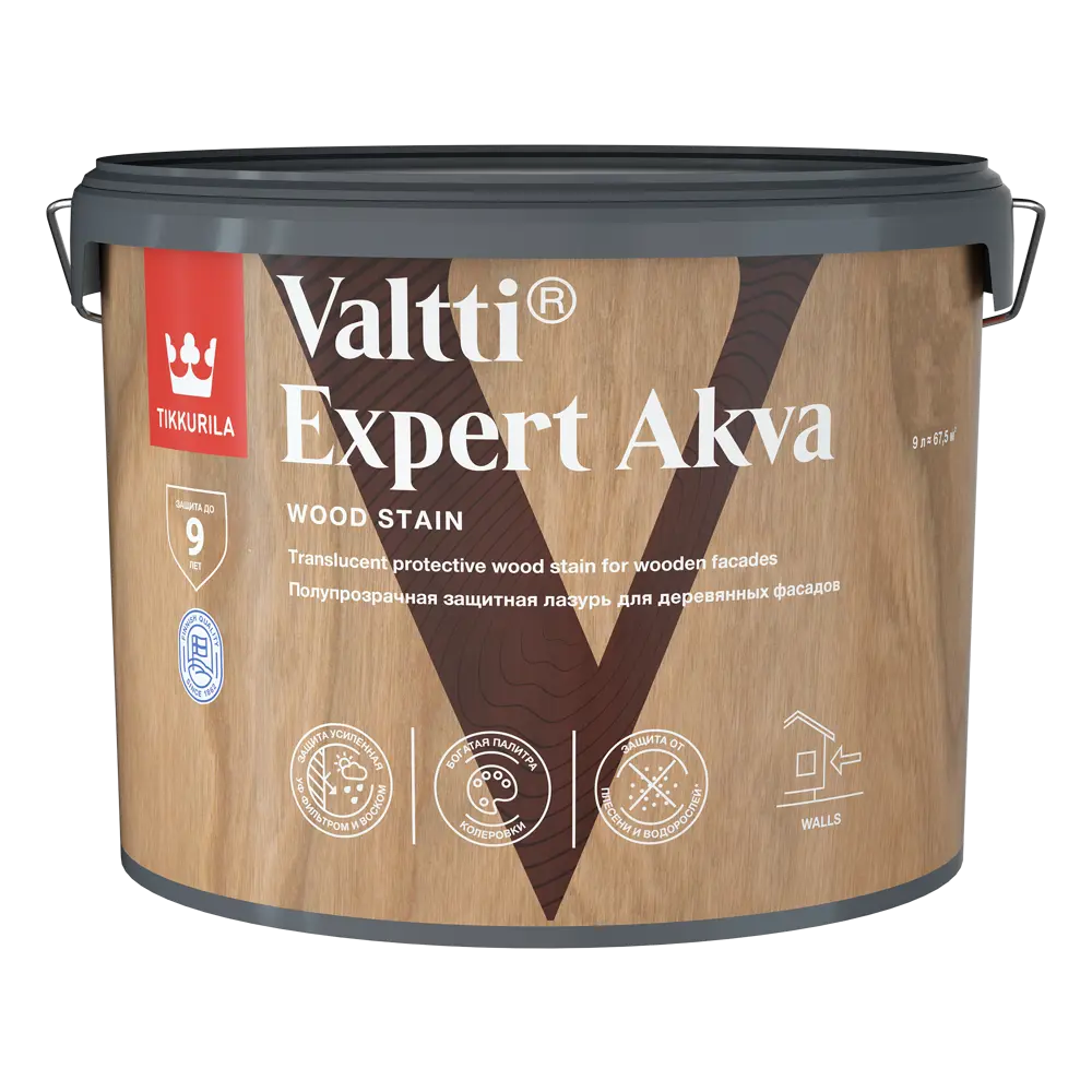 Tikkurila Valtti Expert Akva - защитный антисептик для древесины цвета Орегон 9 л 82115518 STLM-0019427 - Вид №1