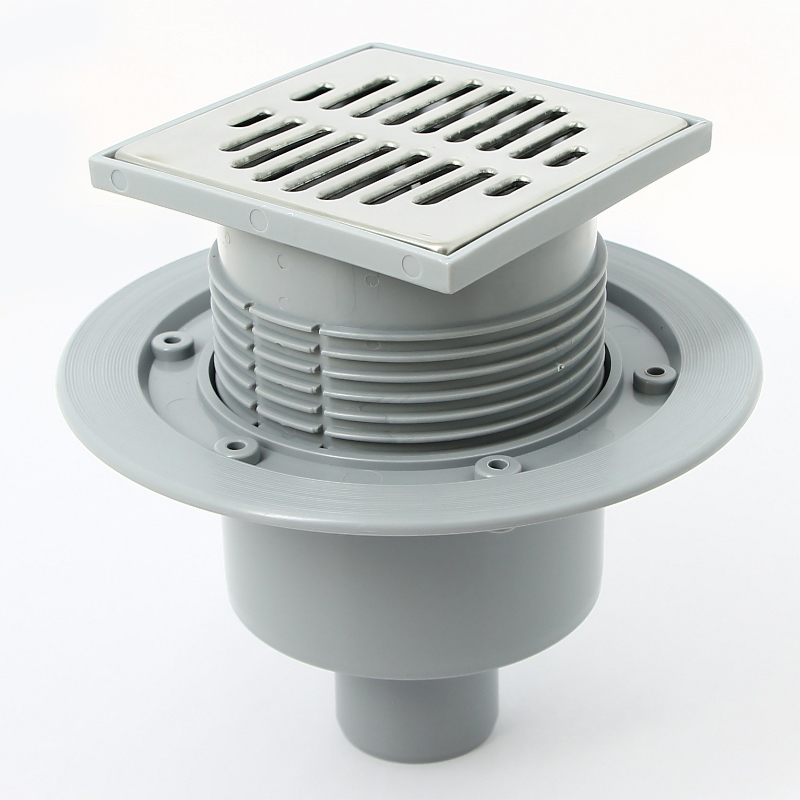 Трап McAlpine напольный 50 метал. решетка 115х115 мм "сухой затвор" H=87-145 мм верт. 50 мм MRFG3V50 - Вид №1