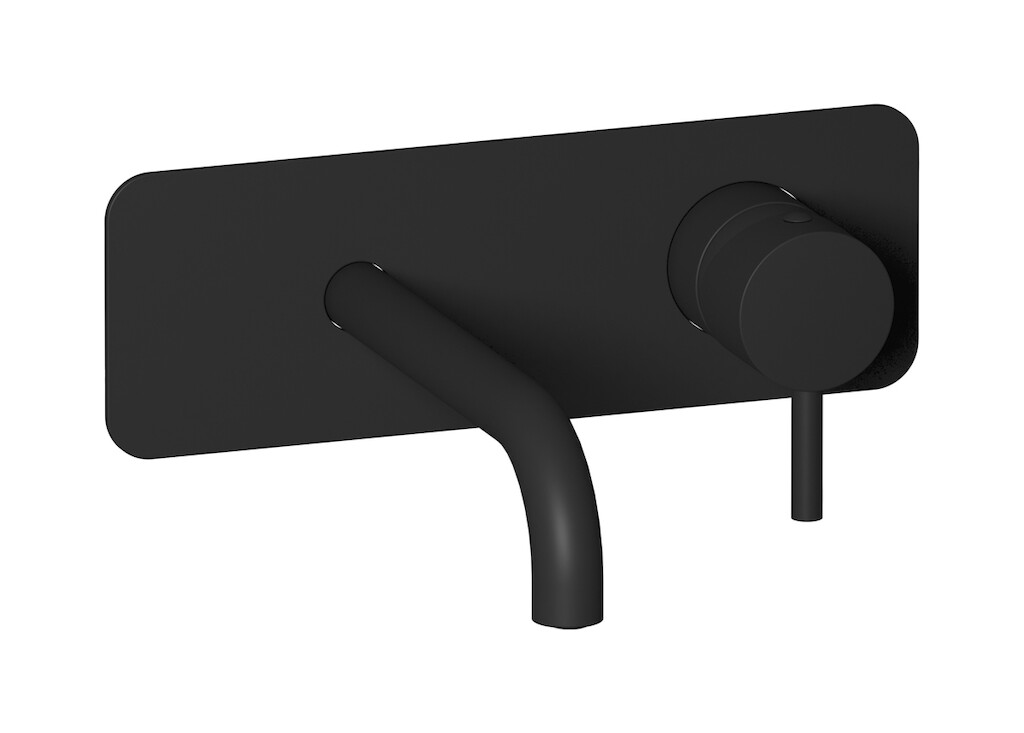 Встроенный в стену смеситель для раковины на 2 отверстия в комплекте с донным клапаном WE ARE IB mt206np Matt Black MilanoTorino 