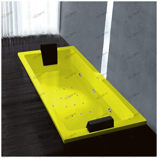 Ванна Gruppo treesse Quadra 180 V078N-SX-ZZ жёлтая с золотой фурнитурой и гидромассажем и аэромассажем прямоугольная встроенная левая AWAV078NSXZZ