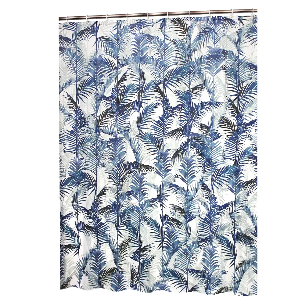 Штора для ванны Bath Plus Palm Leaf 180x200 см полиэстер цвет сине-белый CHARME GREEN STLM-2182278 - Вид №1