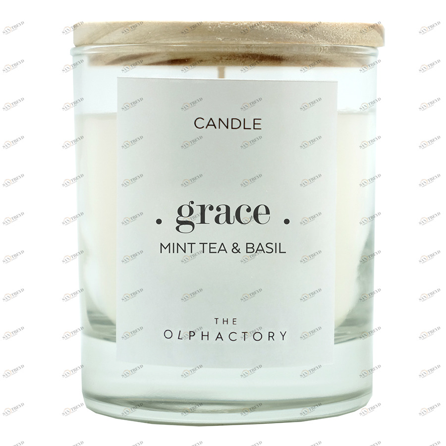 Свеча ароматическая The Olphactory Grace "Мята и базилик" AMBIENTAIR  00-3894989 Белый 