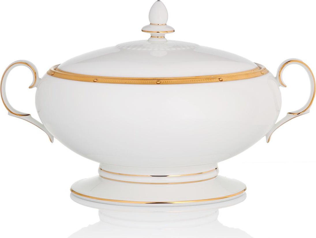 32087 Noritake Блюдо для горячего с крышкой Noritake "Рочель,золотой кант" 2,5л Фарфор костяной 