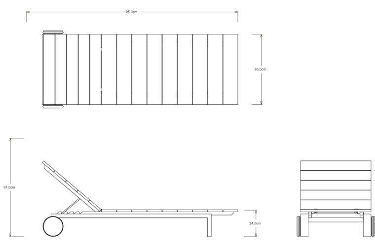 Садовая кровать с откидной спинкой из тикового дерева TRIBÙ Kos ARCH-00146292 - Вид №5