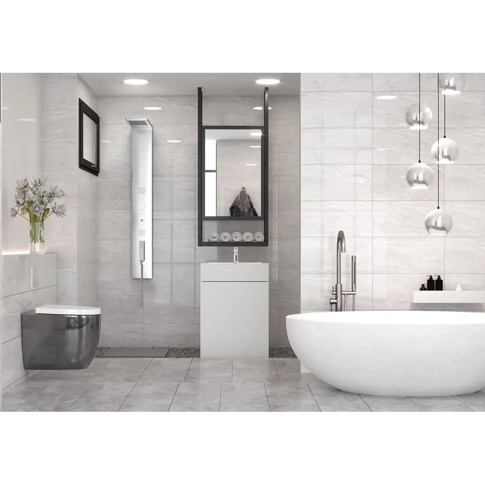 Плитка настенная Marmo Milano 30х60 см 1.44 м² цвет светло-серый 82637806 STLM-2027934 Golden Tile  - Вид №3