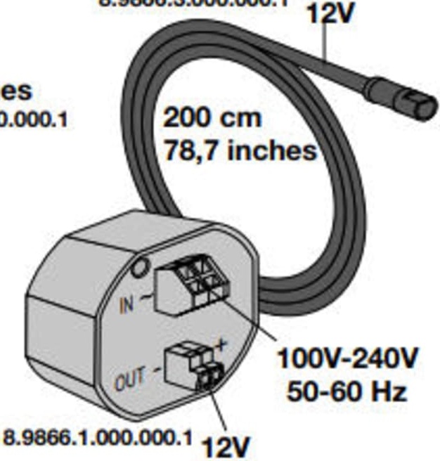 H8986600000001 Скрытый блок резервного питания для электронных панелей слива AW3 и AW4, с полой трубой и кабелем питания, 100–230 В, 50–60 ГЦ LAUFEN PRO