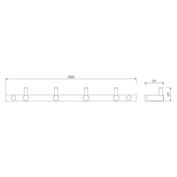 Планка настенная узкая 4 крючка RUSH Bianki 76242 sun-id-561754 - Вид №1