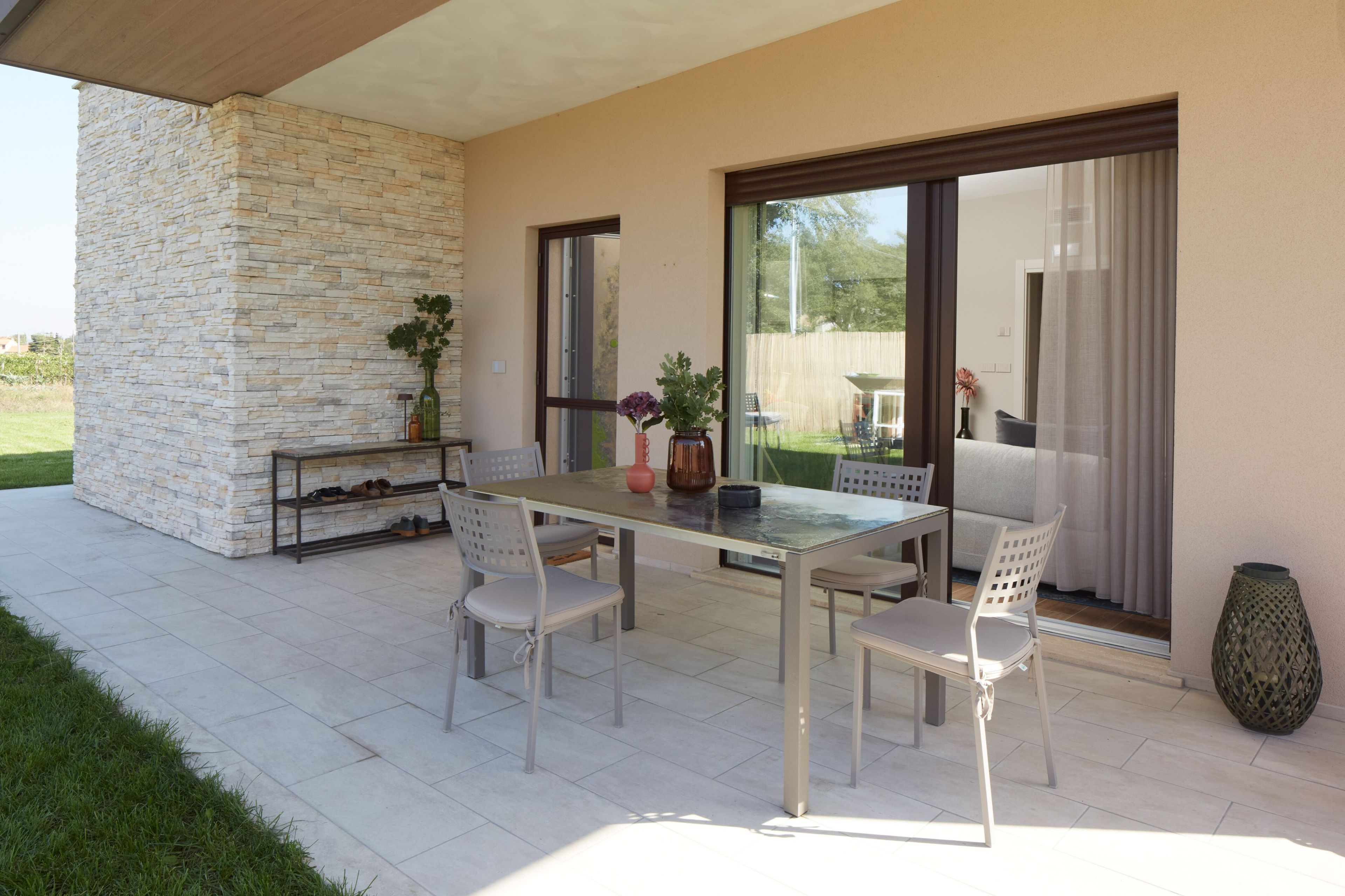 Выдвижной стол из майоликовой лавы и нержавеющей стали DOMIZIANI современный ARCH-00090214 - Вид №1