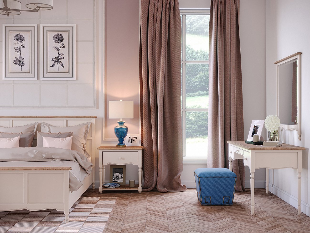 Зеркало настенное прямоугольное бежевое Leblanc THE WERBY LEBLANC 00-3970727 Бежевый Santreyd  - Вид №1